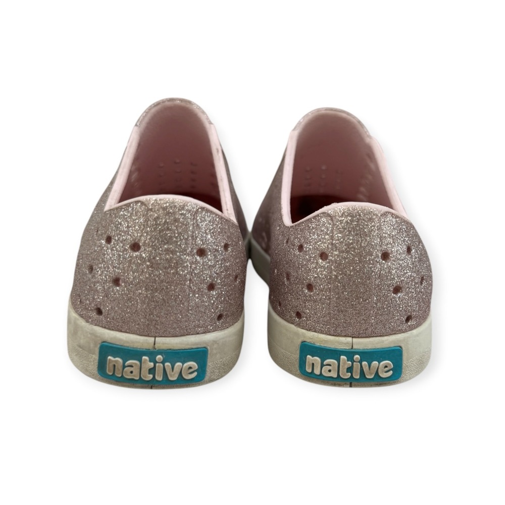 Native Jefferson Bling Pink Rose Gold Glitter Slip On Shoes Kids C11 Sneaker - Picture 4 of 5